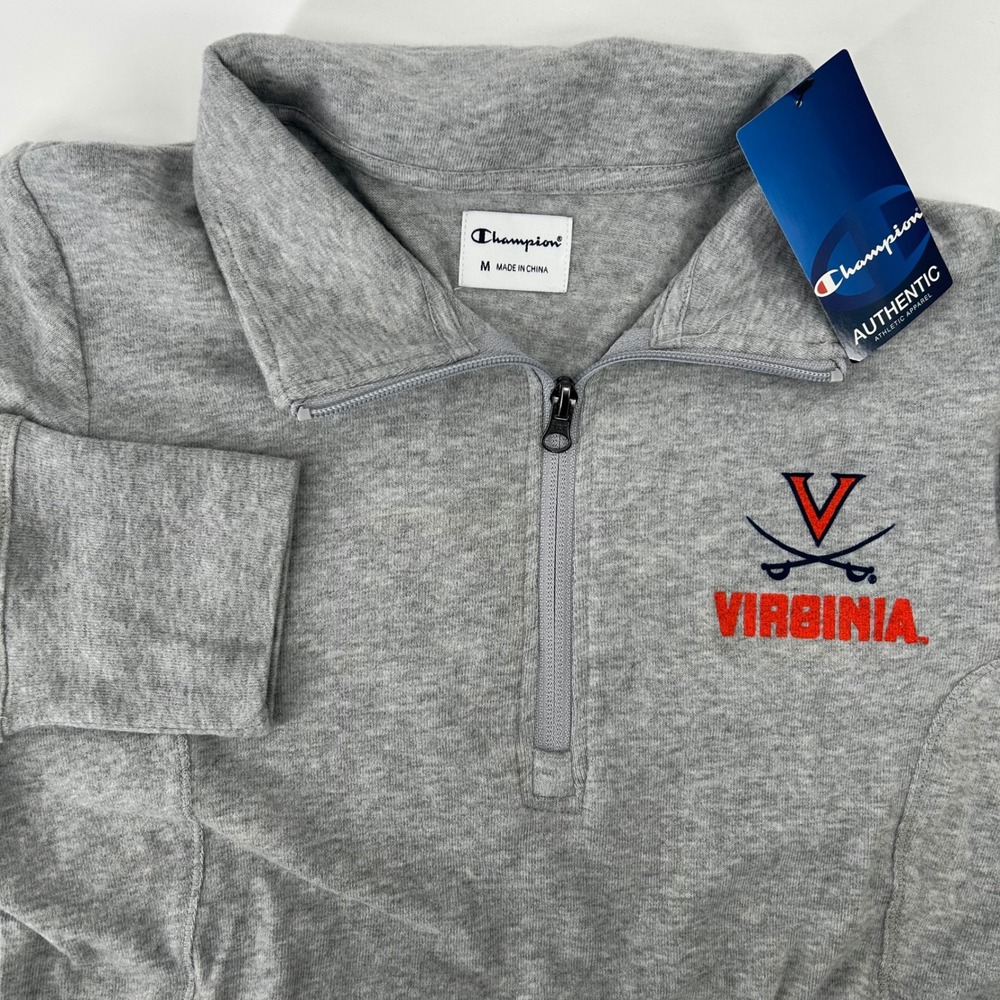 Champion Pullover Women M Gray UVA Virginia Quarter Zip NWT NCAA Collegiate